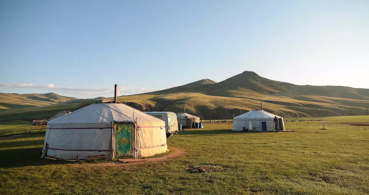 Sunrise over the yurts
